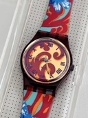 Swatch Fleur De Lyss 26mm Silikon Kordon 1992 Vintage Kol Saati (S-067) - 4