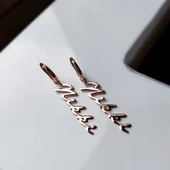 Vaoov 925 Ayar Gümüş El Yazısı İsim Dikey Küpe thumbnail 4