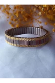 Şık ve modern Çelik Nomi Gold Silver Tırtıklı Bileklik - 3
