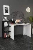 Moonlife Ahsen Kitaplıklı Çalışma Masası Beyaz Siyah - 1