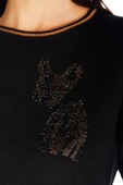 Kristal Taş Hotfix Köpek Baskılı Bluz thumbnail 12