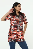 Kadın Turuncu Kamuflaj Poly Tunik - 6