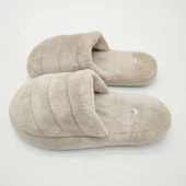 Yatay Dikişli Pofuduk Kadın Terlik Krem Renk - 10