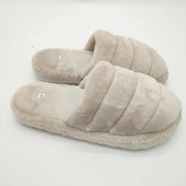 Yatay Dikişli Pofuduk Kadın Terlik Krem Renk - 2