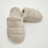 Yatay Dikişli Pofuduk Kadın Terlik Krem Renk - 8