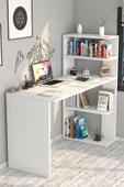 Moonlife Çınar  Kitaplıklı Çalışma Masası Beyaz - 2