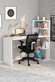 Moonlife Çınar  Kitaplıklı Çalışma Masası Beyaz - 1
