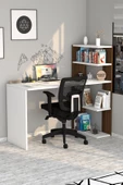 Moonlife Çınar  Kitaplıklı Çalışma Masası Beyaz Ceviz - 1