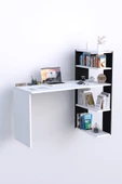 Moonlife Çınar  Kitaplıklı Çalışma Masası Beyaz Siyah - 4