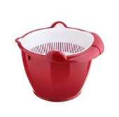Kırmızı Dönerli Çiftli Süzgeç Makarna Süzgeci - 1