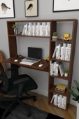 Moonlife Duru Kitaplıklı Çalışma Masası Ceviz - 9