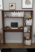 Moonlife Duru Kitaplıklı Çalışma Masası Ceviz - 10