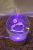 3D Led Işık Cam Küre Yunus 8 cm Renkli - 2