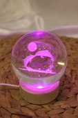 3D Led Işık Cam Küre Yunus 8 cm Renkli - 7