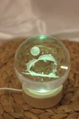 3D Led Işık Cam Küre Yunus 8 cm Renkli - 3