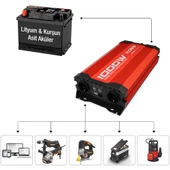 Kobb Kbn1000 12V/220V 1000Watt Tam Sinüs Dönüştürücü İnvertör thumbnail 3