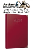 2024 Ajanda 17X24 cm Çizgili 1 Adet Günlük Planlayıcı Suni Deri Ciltli Ajanda 2024 Ofis Okul Büro - 3