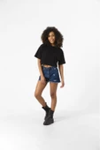 Basic Siyah Oversize Crop Tshirt thumbnail 8