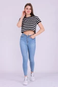 Basic Çizgili Crop Tshirt thumbnail 3