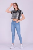 Basic Çizgili Crop Tshirt thumbnail 5