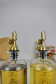 Digithome Lombardino 2'li Cam Zeytinyağı ve Sıvıyağ Şişesi Otomatik Kapaklı Gold Etiketli Yağdanlık 500 Ml C1-1-289 - 5