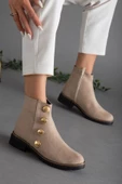 Süet Yüzü Dikişli Troklu Bej Kadın Bot thumbnail 2