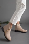 Süet Yüzü Dikişli Troklu Bej Kadın Bot thumbnail 1