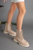 Süet Bağlı Taban Dikişli Bej Kadın Postal Bot thumbnail 1