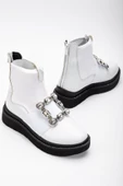 Rugan Streç Taşlı Kalın Taban Beyaz Kadın Bot thumbnail 1
