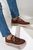 Hakiki Deri Bağcıklı Taba Erkek Casual Ayakkabı - 1