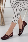 Tokalı Bordo Büyük Numara Kadın Ayakkabısı Günlük thumbnail 1
