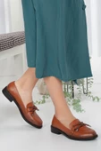 Dilimler Ayakkabı Taşlı Cilt Taba Kadın Günlük Ayakkabı thumbnail 1
