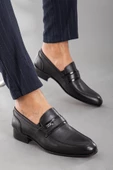 Hakiki Deri Kösele Bağsız Siyah Erkek Klasik Ayakkabı thumbnail 2