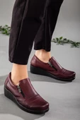 Fermuarlı Cilt Bordo Kadın Günlük Dolgu Taban Ayakkabı thumbnail 1