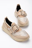 Taşlı Kalın Taban Streç Bej Kadın Makosen Günlük Ayakkabı thumbnail 1