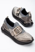Taşlı Kalın Taban Streç Platin Kadın Makosen Günlük Ayakkabı thumbnail 1