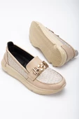 Zincir Aksesuarlı Kalın Taban Bej Kadın Makosen Günlük Ayakkabı thumbnail 1