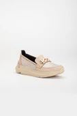 Zincir Aksesuarlı Kalın Taban Bej Kadın Makosen Günlük Ayakkabı thumbnail 6