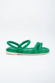 Cilt 2 Bantlı Yeşil Kadın Düz Taban Sandalet thumbnail 3