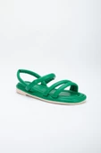 Cilt 2 Bantlı Yeşil Kadın Düz Taban Sandalet thumbnail 4