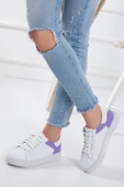 Bağcıklı Beyaz Lila Kadın Spor Ayakkabı thumbnail 1