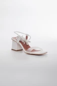 Bilek Sargılı Mat Şeffaf Beyaz Kadın Topuklu Sandalet thumbnail 4