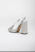 Parlak Cilt Topuk ve Platform Taşlı Gümüş Kadın Abiye Ayakkabı thumbnail 5