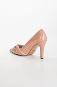 Rugan İnce Topuk Taşlı Pudra Kadın Stiletto - 6