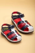 Şirin Genç Ortopedik Kafes Lacivert Kırmızı Erkek Çocuk Sandalet thumbnail 1