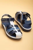 Şirin Genç Ortopedik Kafes Lacivert Kot Erkek Çocuk Sandalet thumbnail 2