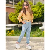 MODAVALS YIRTIK KOTLU ASKILI BÜRÜMCÜK KUMAŞLI KIZ ÇOCUK KOMBİN - 3