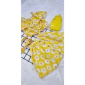 MODAVALS PAPATYA DESENLİ DÜĞME DETAYLI YAZLIK KIZ ÇOCUK ETEKLİ KOMBİN - 6