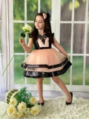 MODAVALS PAYET VE DANTEL İŞLEMELİ TÜL DETAYLI BELDE FİYONK DETAYLI KIZ ÇOCUK ABİYE VE TOKA KOMBİN thumbnail 3