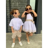 MODAVALS KARDEŞ KOMBİN KETEN ŞORTLU ERKEK ÇOCUK TAKIM - KREM - 6